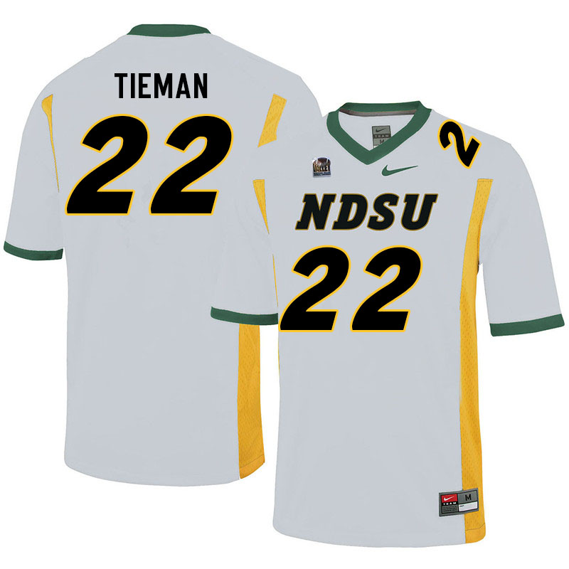 Men #22 Dalton Tieman North Dakota State Bison College Football Jerseys Sale-White - Click Image to Close